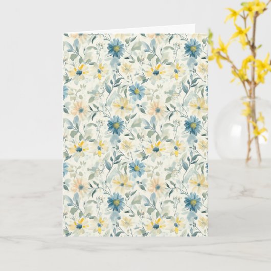 Soft Meadow Daisy Watercolor Thank You カード (黄色い花)