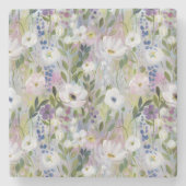 Soft Meadow Floral Watercolor ストーンコースター (正面)