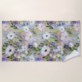 Soft Meadow Floral Watercolor ビーチタオル