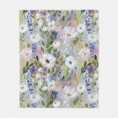 Soft Meadow Floral Watercolor フリースブランケット (正面)