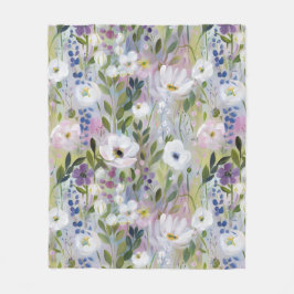 Soft Meadow Floral Watercolor フリースブランケット