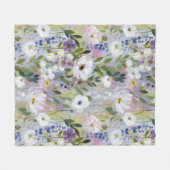 Soft Meadow Floral Watercolor フリースブランケット (正面(横))