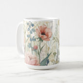 Soft Meadow Impression – Watercolor Botanical Wall コーヒーマグカップ (正面左)