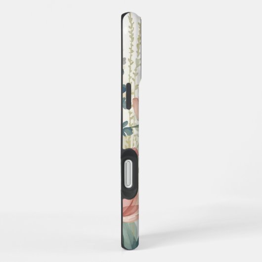 Soft Meadow Impression – Watercolor Botanical Wall iPhoneケース (右側面)