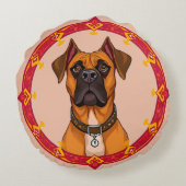 Soft Minimal Boxer Dog for Nursery & Kids Decor ラウンドクッション (裏面)