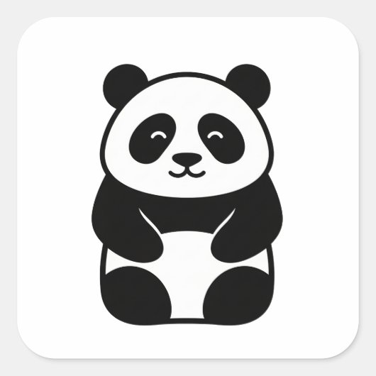 Soft Minimal Panda Illustration スクエアシール (正面)