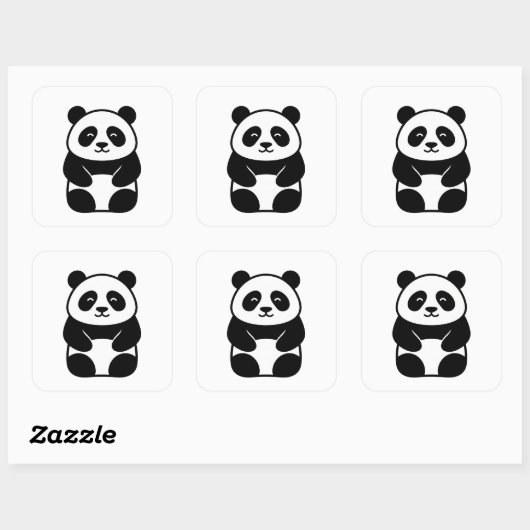 Soft Minimal Panda Illustration スクエアシール (シート)