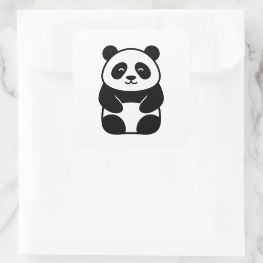 Soft Minimal Panda Illustration スクエアシール (バッグ)