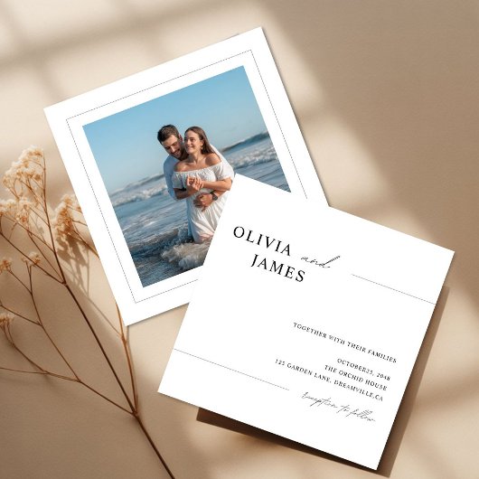 Soft Minimal Square Photo Wedding Invitation  招待状