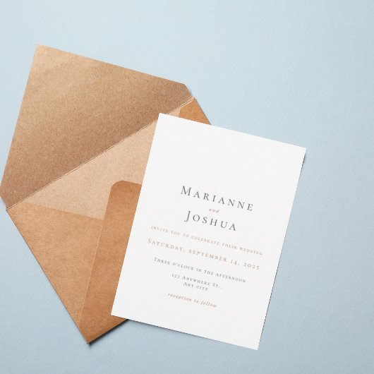 Soft Minimalist Neutral Wedding Invitation 招待状