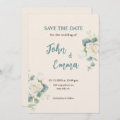 Soft Minimalist Save the Date | Editable Template  招待状 (正面/裏面)