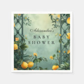 Soft Mint Citrus Baby Shower スタンダードカクテルナプキン (正面)