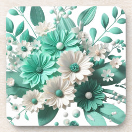 Soft mint Floral Coaster Elegance in Every Sip コースター