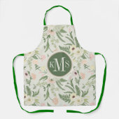 Soft Mint Green Garden Flower Pattern エプロン (正面)