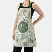 Soft Mint Green Garden Flower Pattern エプロン (インサイチュ)