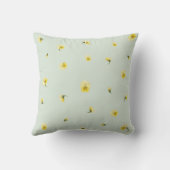 Soft Mint Yellow Viola Floral Pattern クッション (裏面)