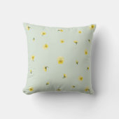Soft Mint Yellow Viola Floral Pattern クッション (正面)