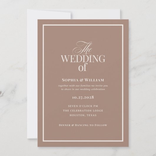 Soft Mocha Taupe | Luxe Neutral Wedding 招待状 (正面)