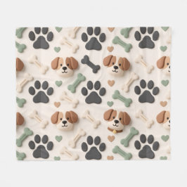 Soft Modern Farmhouse Paw Print Fleece Pet Blanket フリースブランケット