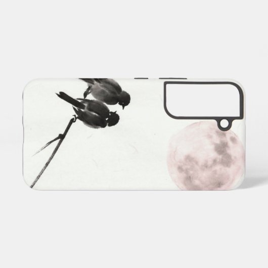 Soft Moon Birds Pastel Phone Case - Samsung Samsung Galaxyケース (裏面横)
