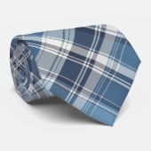 Soft Navy, Blue, Gray & White Plaid ネクタイ (ロール)