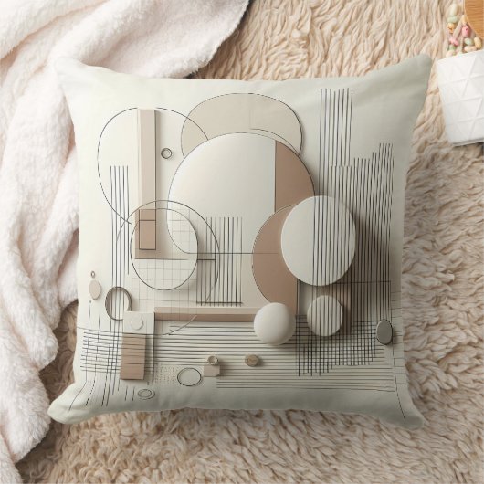 Soft Neutral 3D Geometry クッション (ブランケット)