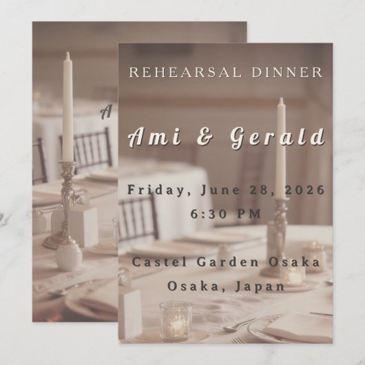 Soft Neutral Aesthetic Editable Template 招待状 (正面/裏面)