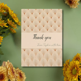 Soft Neutral Art Deco Thank You Card (Custom Text) サンキューカード