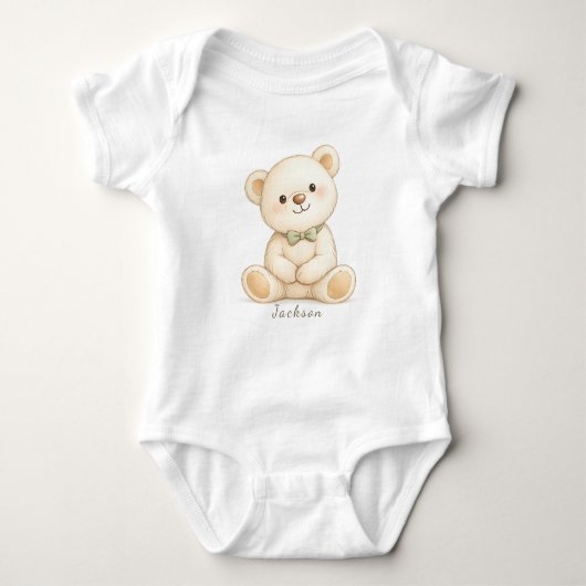 Soft Neutral Bear Baby Keepsake ベビーボディスーツ (正面)