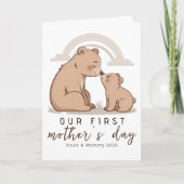 Soft Neutral Bear Mom Baby First Mothers Day Love カード (正面)