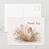 Soft Neutral Boho Feather Botanical Watercolor  ポストカード (正面/裏面)