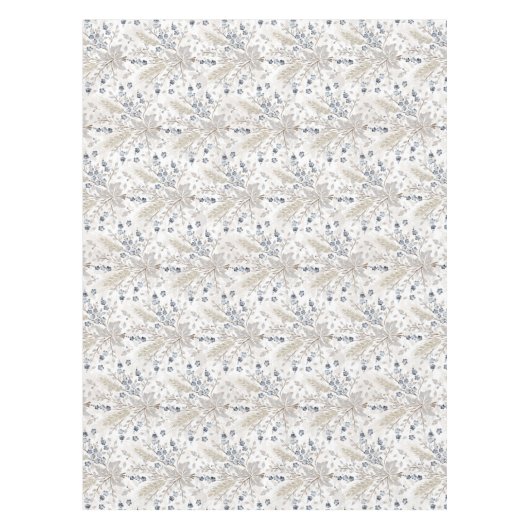 Soft Neutral Boho Floral Botanical Spring Pattern テーブルクロス (正面)