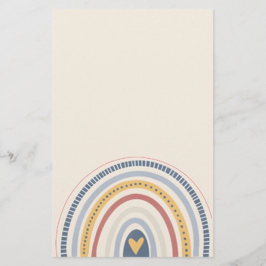 Soft Neutral Boho Rainbow Heart 便箋 (裏面)