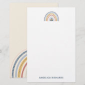 Soft Neutral Boho Rainbow Heart 便箋 (正面/裏面)