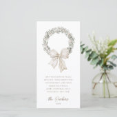Soft Neutral Bow Wreath Photo Holiday Card シーズンカード (スタンド正面)