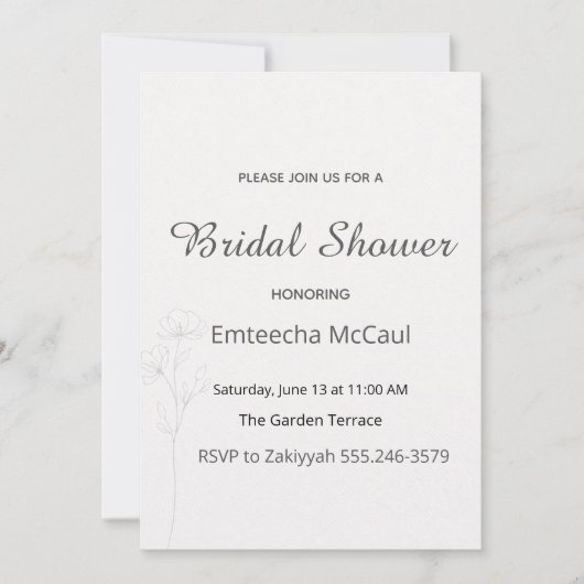 Soft Neutral Bridal Shower Invitation 招待状 (正面)
