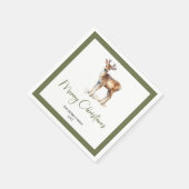 Soft Neutral Christmas Deer Personalized Napkins スタンダードカクテルナプキン (角)