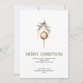 Soft Neutral Christmas Ornament Gold Script シーズンカード (正面)