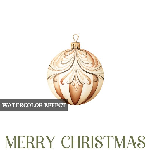 Soft Neutral Christmas Ornament Gold Script   シーズンカード