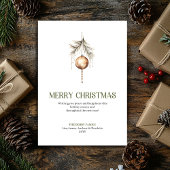 Soft Neutral Christmas Ornament Gold Script   シーズンカード