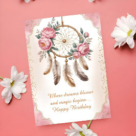 Soft Neutral Floral Birthday カード