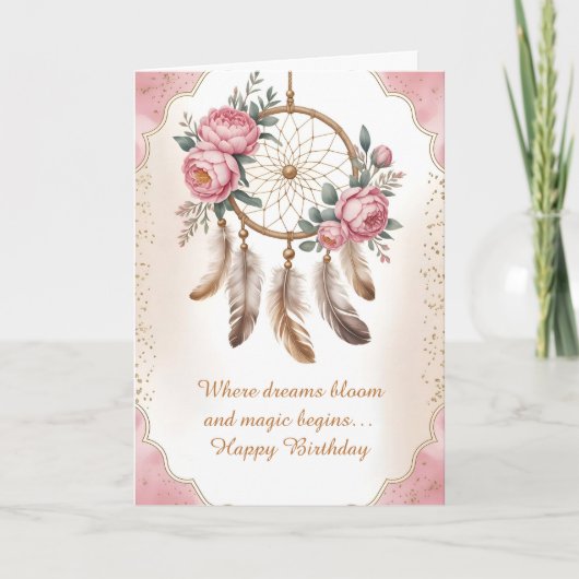 Soft Neutral Floral Birthday カード (正面)