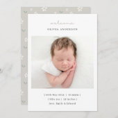 Soft Neutral Florals Birth Announcement 案内状 (正面/裏面)