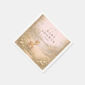 Soft Neutral Forest Critters Baby Shower スタンダードカクテルナプキン (角)