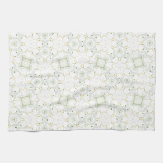 Soft Neutral Geometric Floral キッチンタオル (横)