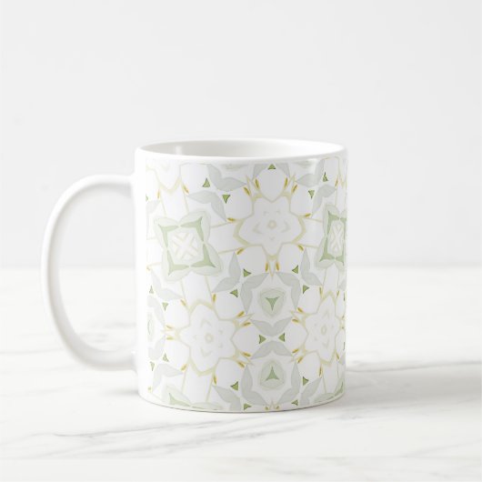 Soft Neutral Geometric Floral コーヒーマグカップ (左)