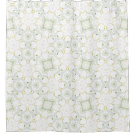 Soft Neutral Geometric Floral シャワーカーテン