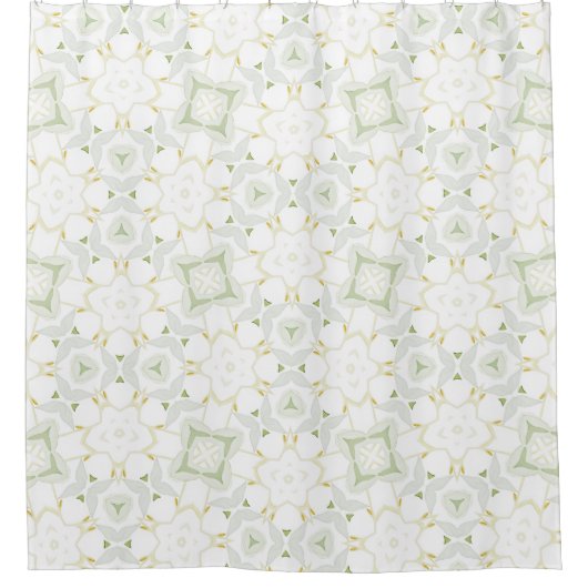Soft Neutral Geometric Floral シャワーカーテン (正面)