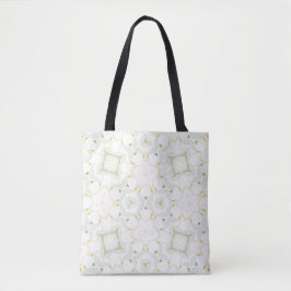 Soft Neutral Geometric Floral トートバッグ