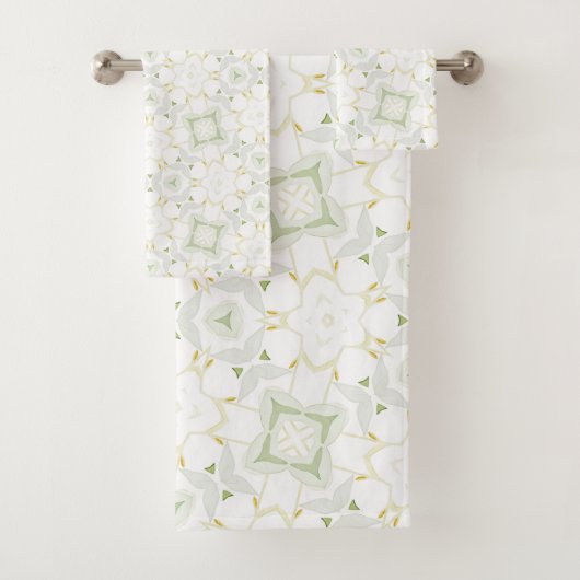 Soft Neutral Geometric Floral バスタオルセット (インサイチュ)